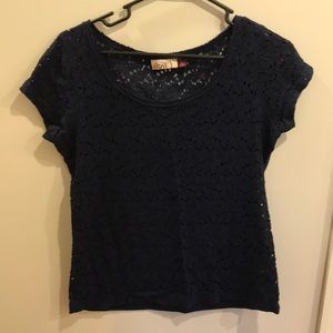 Navy floral cut-out top
